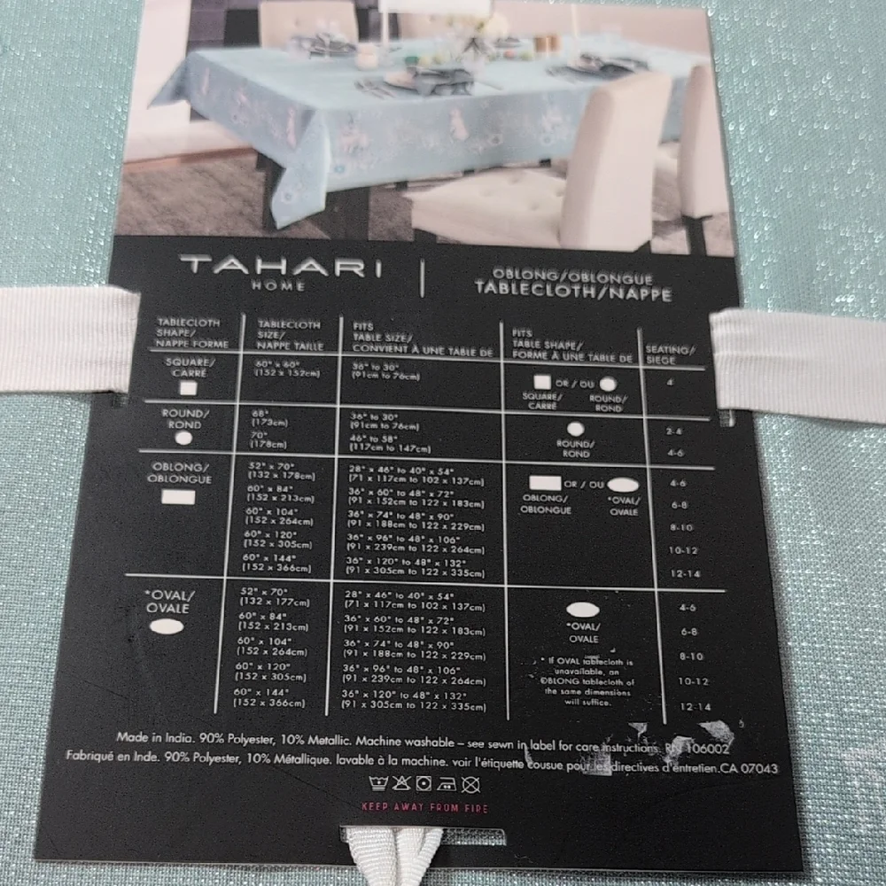 Tahari Home Shimmery Light Blue Easter Tablecloth